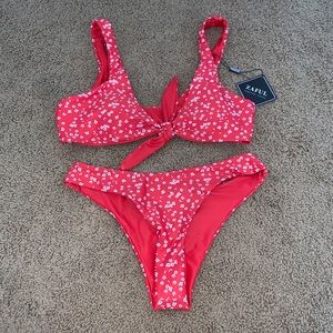 Zaful Red Floral Bikini Set